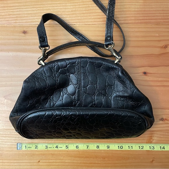 GIANI BERNINI BLACK LEATHER CROC Dome Clasp Purse Handbag - Picture 9 of 10